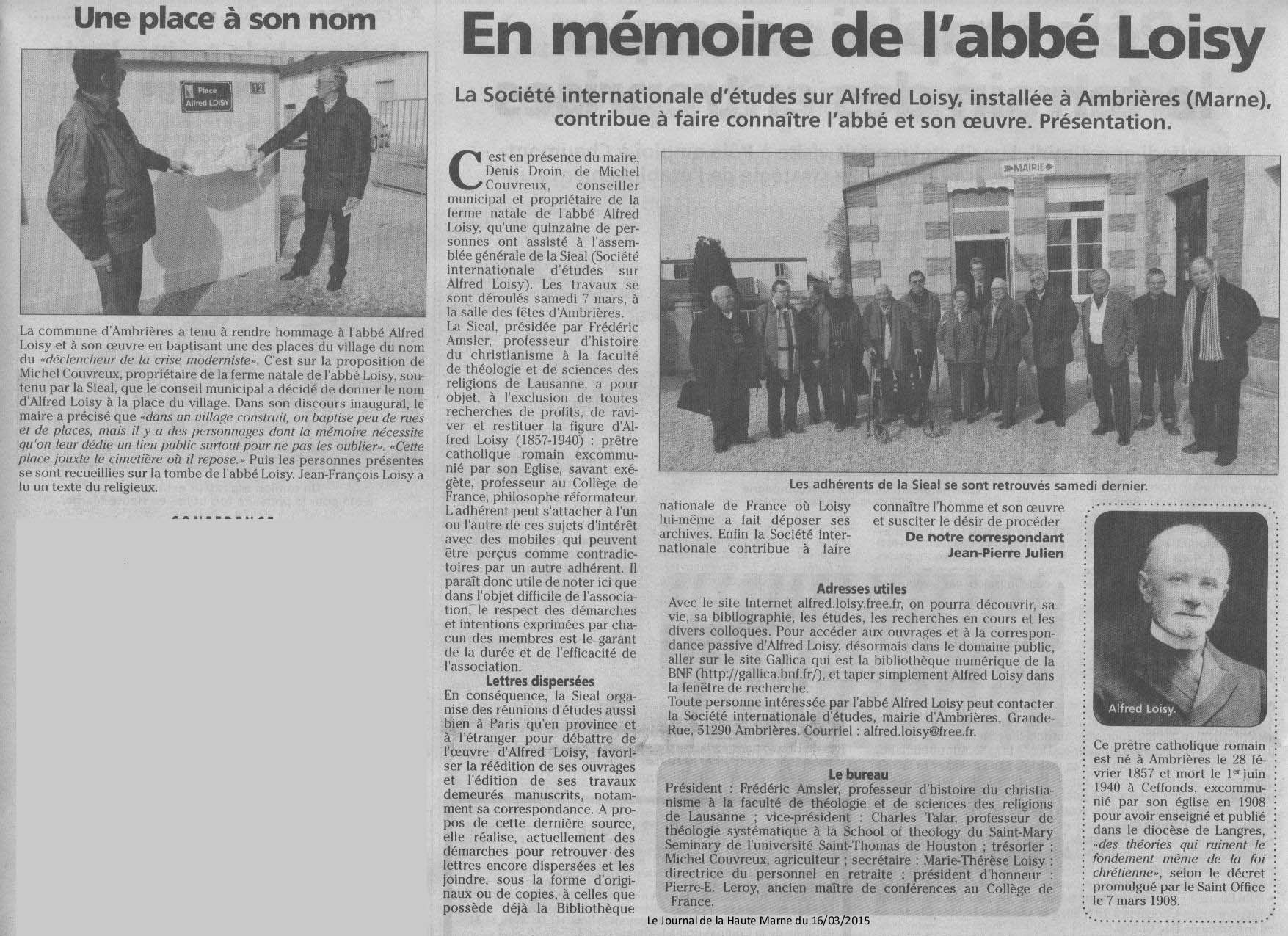 Baptême de la place Alfred Loisy
